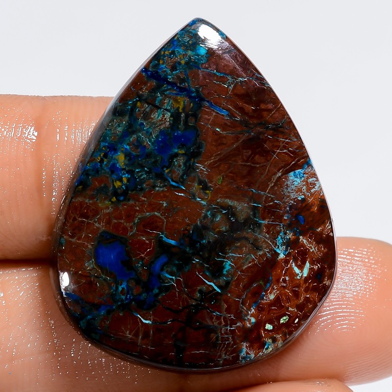 100% Natural Shattuckite Pear Shape Cabochon Gemstone 39 Ct. 31X25X5 mm X-25751