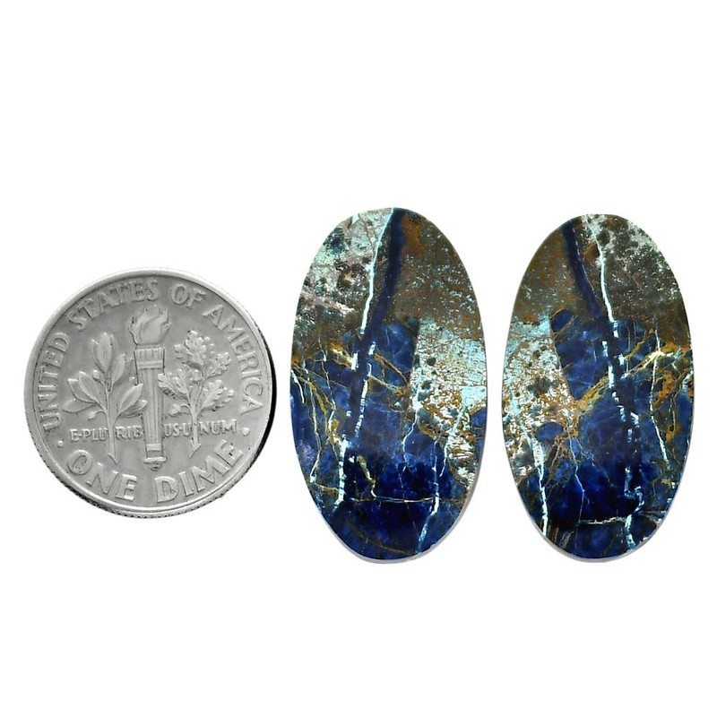 Natural Shattuckite Pair 14x24.75x4.3 mm Oval Shape Polished Gemstone LS39-04649 gallery