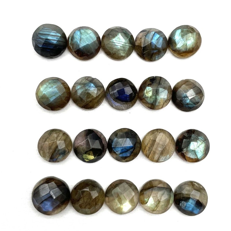 Natural Labradorite Round Checker Cut Loose Gemstone Lot 56 Pcs 8 MM 100 CT