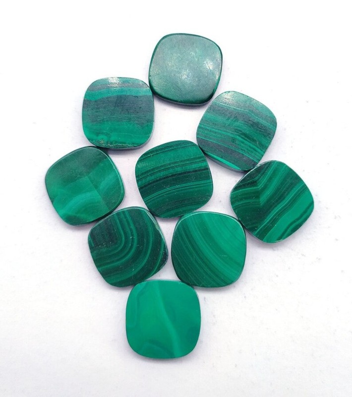 Natural Malachite Cushion Bothside Flatback 8mm to 20mm Loose Gemstone