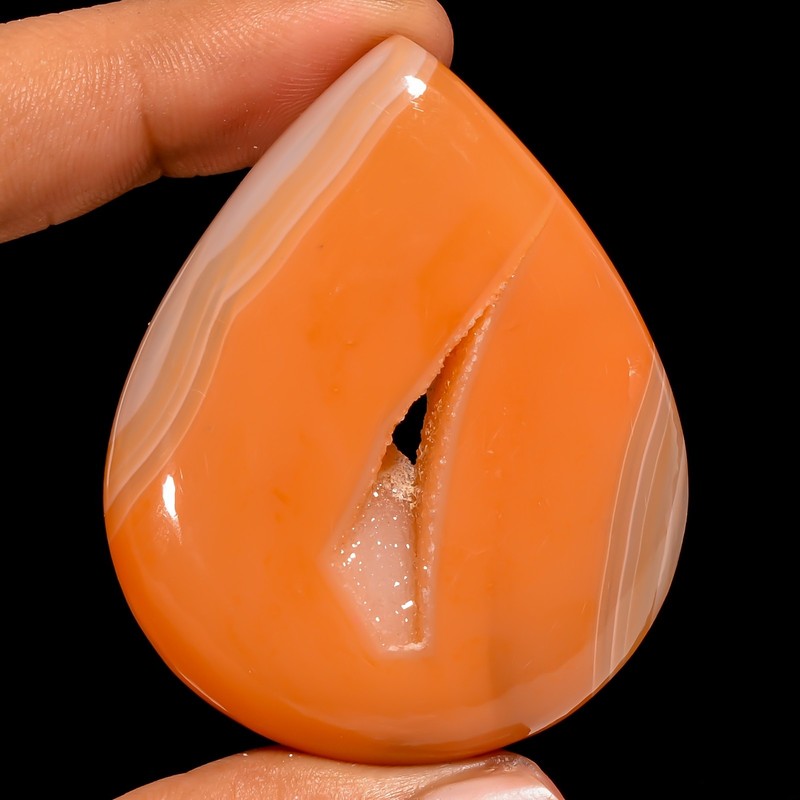 155 Ct Natural Orange Botswana Agate Durzy Cabochon Loose Gemstone 54X44X9 mm
