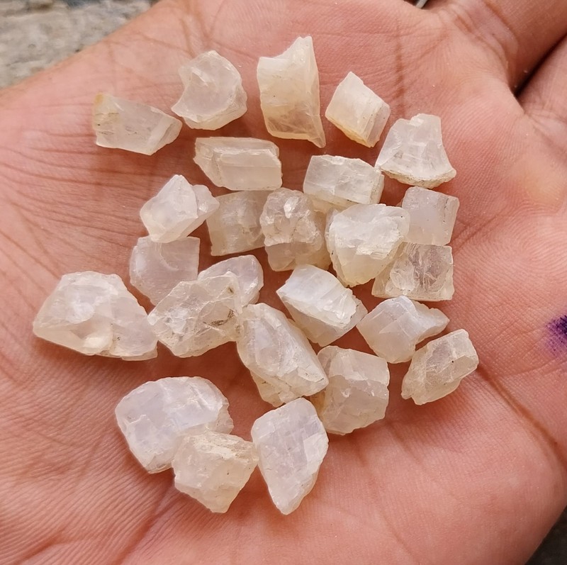 90 Ct 9 To 14 MM Natural White Color Rainbow Moonstone Rough Raw 25 Piece Lot gallery
