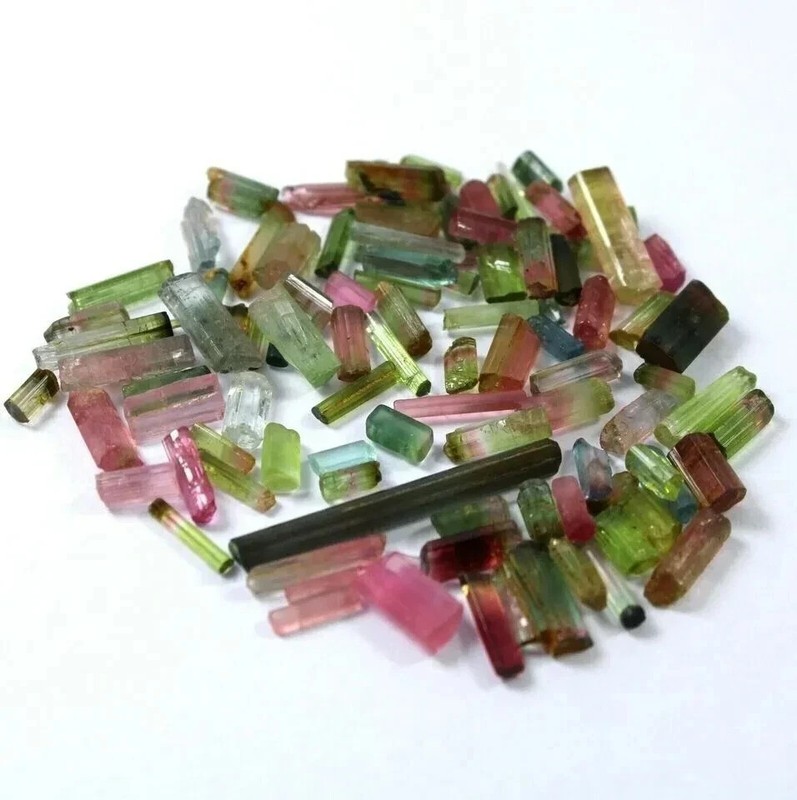 A+ Lot Natural Bi-Color Multicolor 100 Ct Tourmaline Pencil Rough Loose Gemstone