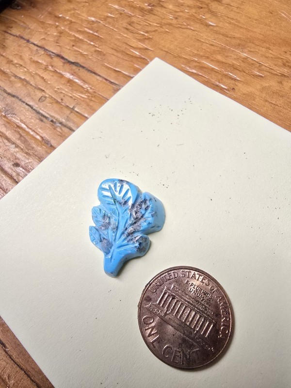 NATURAL TURQUOISE CARVED LEAF, HAND MADE FROM QUAILITY TURQUOISE