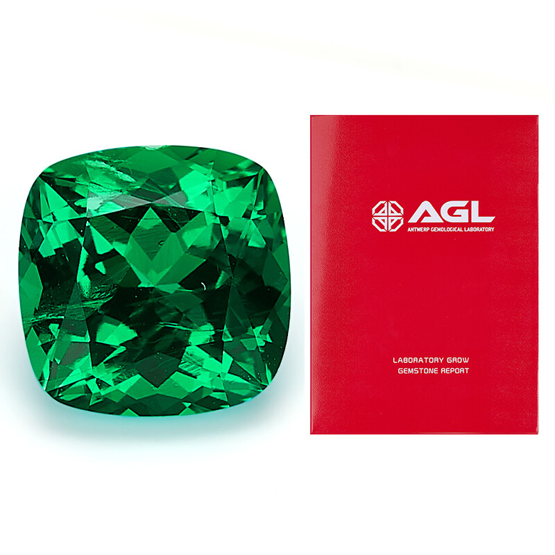 Hydrothermal Lab Grown Emerald Cushion Cut Delicate Hand Cutting Loose Gems AGL