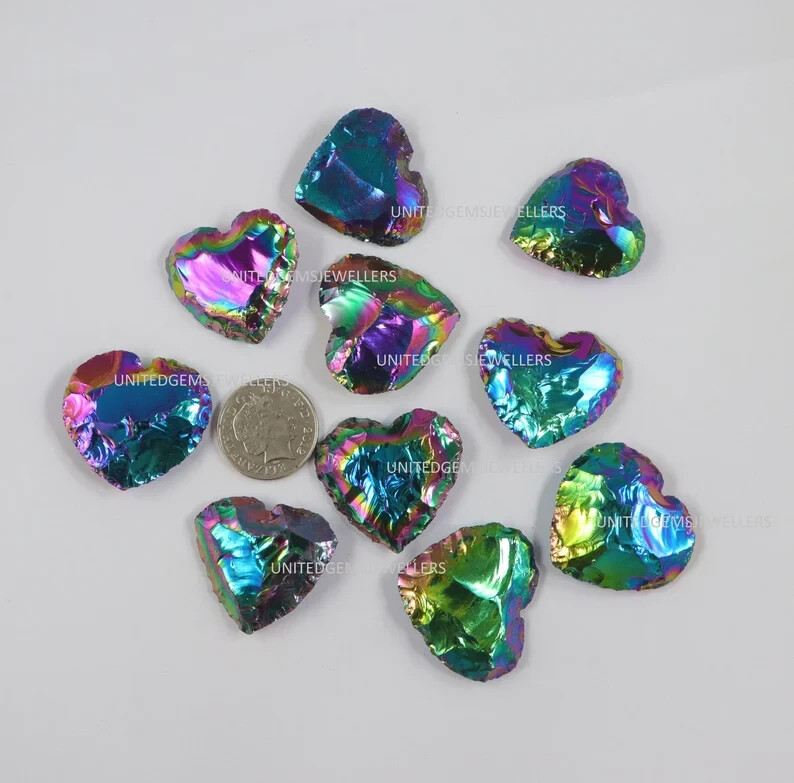 Angel Aura Heart Crescent Heart Approx. 30 mm To 40 mm Heart Loose Gemstone