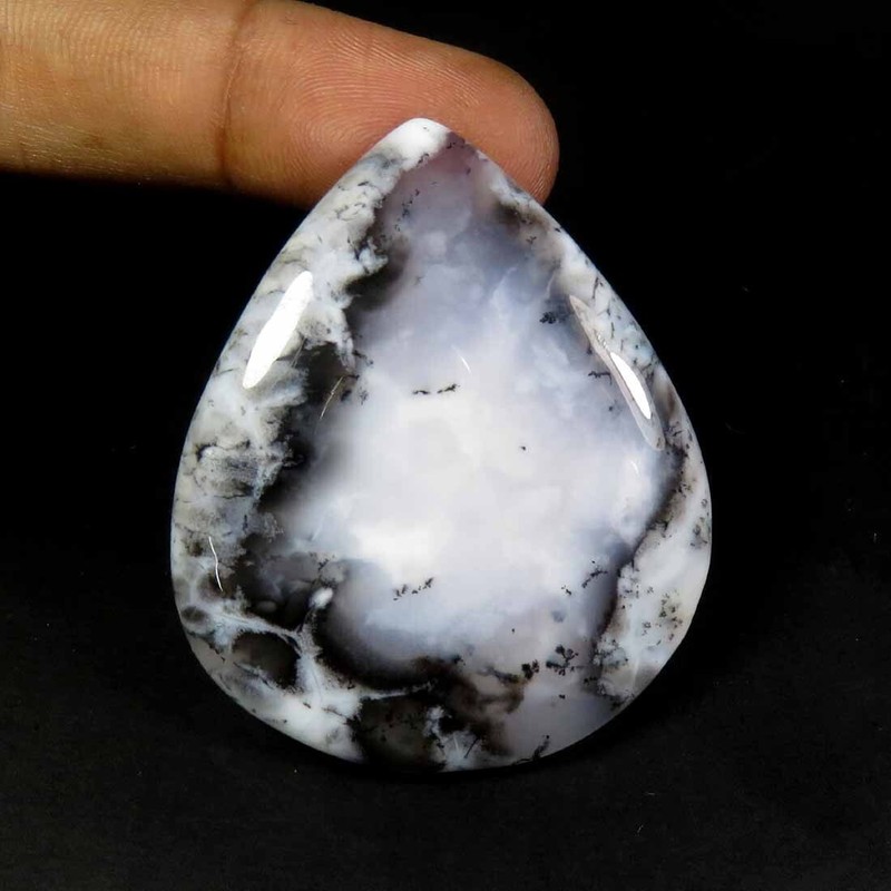 Natural Opal Cabs 47x39 mm Agate Dendrite 95Cts Pear Smooth Polished Gems DP-126 gallery