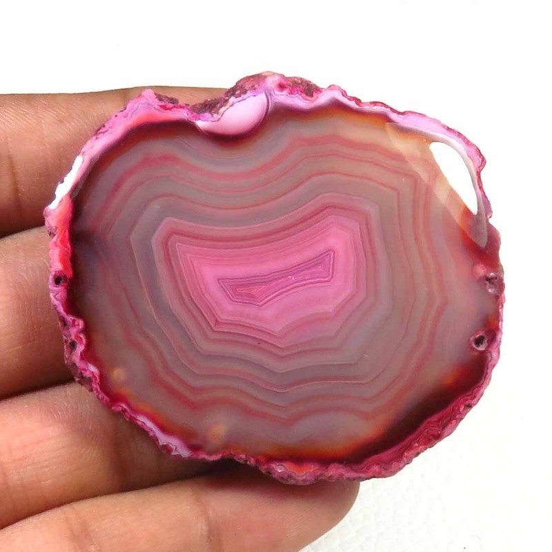 Natural Slice Geode Gemstone 53x46mm Pink Agate Druzy Cabochon 151 Cts SCL-1844