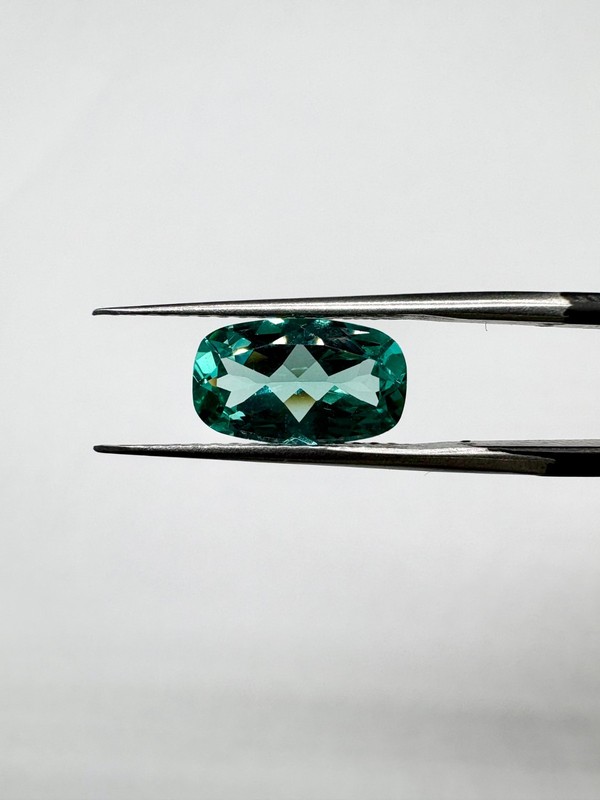 Emerald Color Apatite Gemstone, Greenish Blue Apatite 3.04 TCW, Cushion 12X7 MM