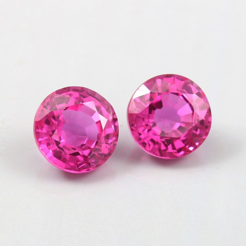 AAA Extreme Natural Ceylon Pink Sapphire Loose Round Gemstone Cut Pair 10×10 MM
