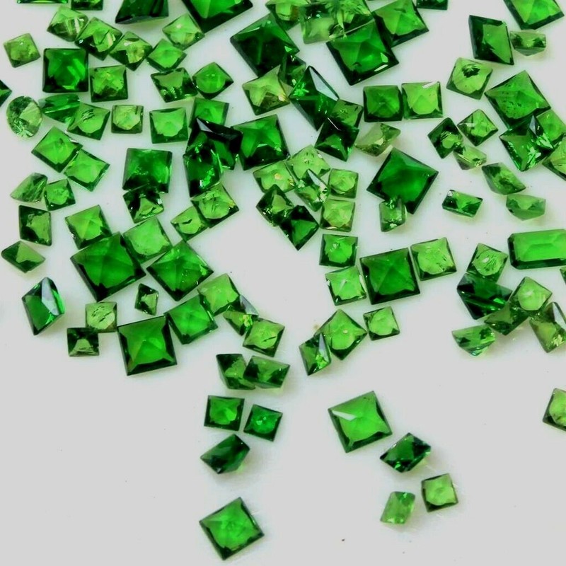 Wholesale Lot 2mm to 4mm Square Cut Tsavorite Green Garnet Loose Calibrated Gems gallery