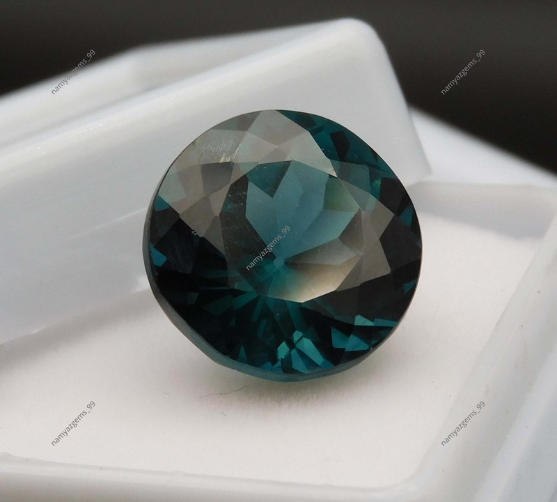 Natural Teal Sapphire 9.35 Ct Round Cut Unheated Certified Loose Gemstone