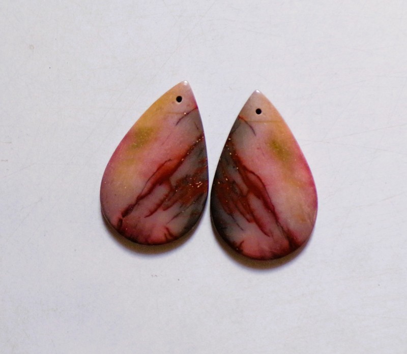 59.85 Cts Natural Mookaite Drilled Cabochon Match Pair Gemstone 39X24MM 20