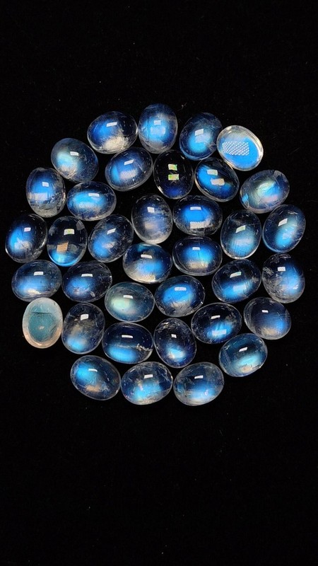 8A Quality Rainbow Moonstone Amazing Blue Falshy Fire Oval 8x10MM gallery