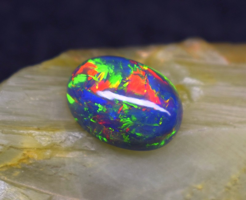 Vintage Black Opal Rainbow Fire, 19.10 Carat 22x21x9 MM, Black Large Natural Opa gallery