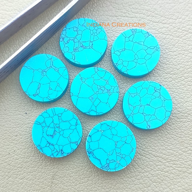 Synthetic Turquoise Round Bothside Flatback 8mm To 25mm Loose Gemstone