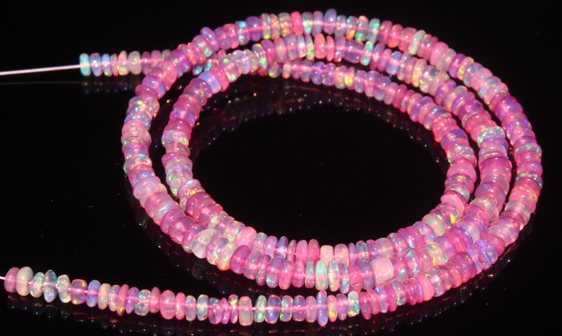 3to4 mm 16′ Hot Pink Ethiopian Opal Smooth Rondelle Beads strand Gemstone Opal