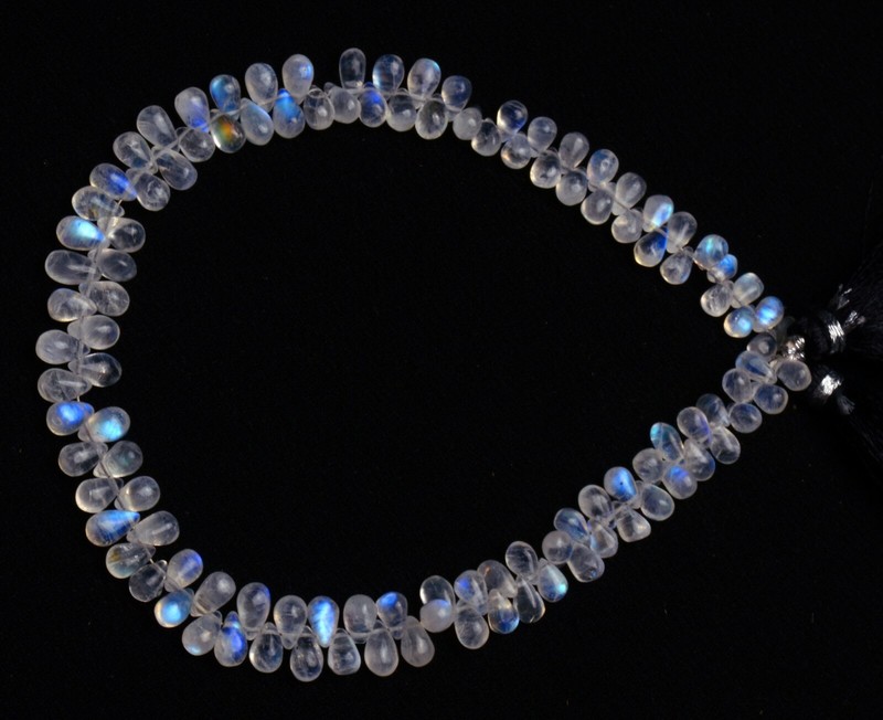 Natural Gem Rainbow Moonstone 7x4mm Approx Size Teardrop Shape Smooth Beads 10″
