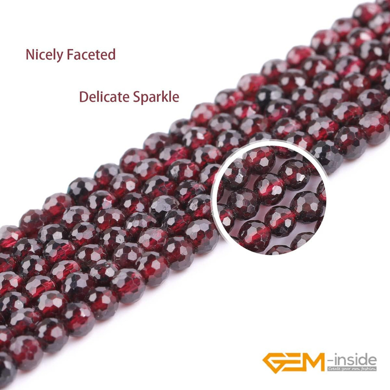 Gem-Inside Natural 4Mm AAA Red Garnet Gemstone Faceted round Stone Loose Beads C gallery