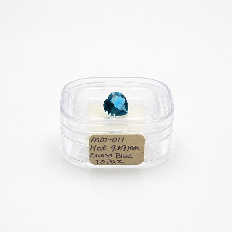 Swiss Blue Topaz Heart Cut Loose Gemstone 9x9mm Heated 1pc MDM-011 gallery
