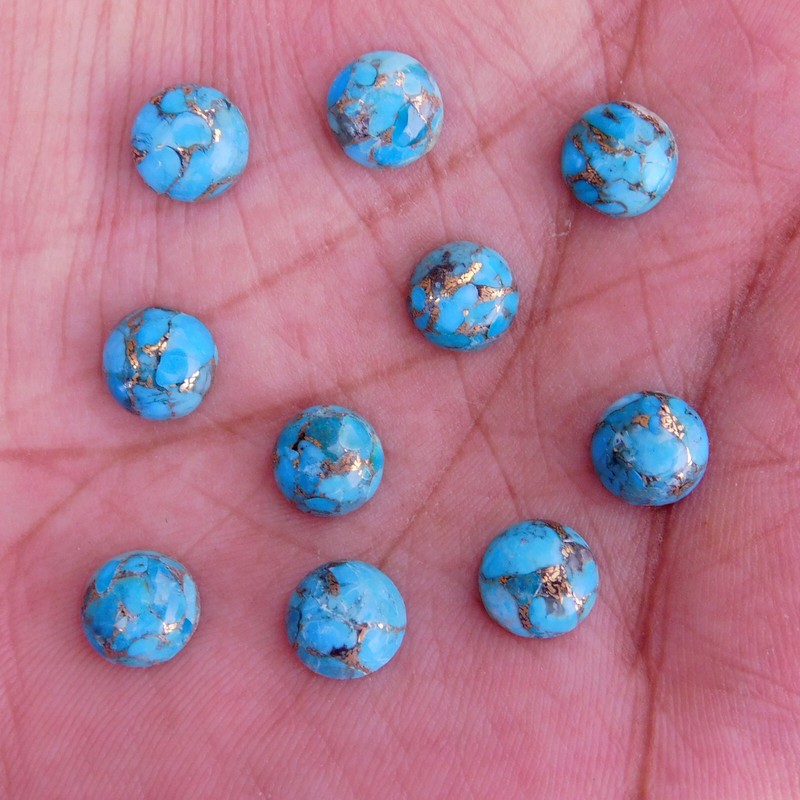 Natural Blue Copper Turquoise Round 6 mm to 20 mm Cabochon Loose Gemstone Lot