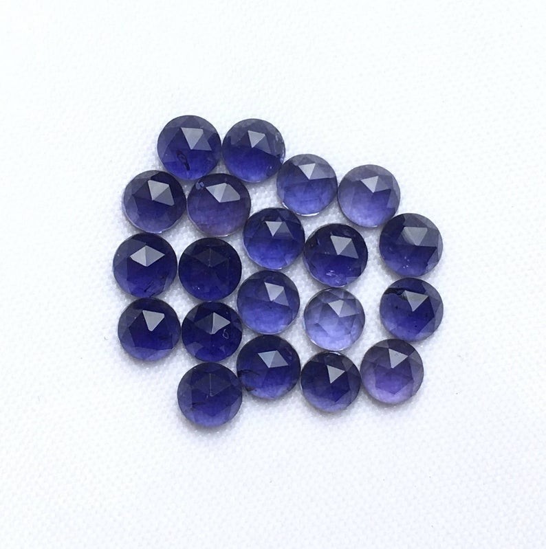 Natural Iolite Round Rose Cut 5mm To 6mm Loose Gemstone gallery