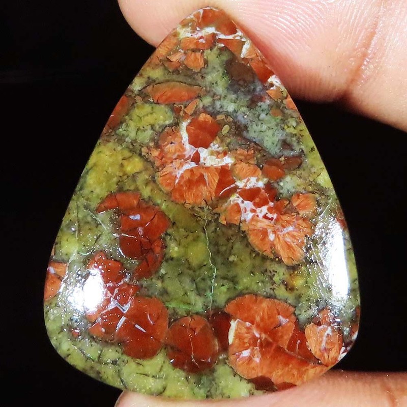 natural PEANUT OBSIDIAN pear cabochon Opaque gemstone 42.85 Carat. (28x36x6 mm)