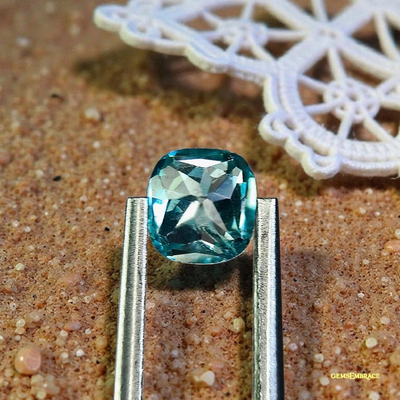 Natural Blue Zircon 1.25ct Cushion Cut Ratanakiri Cambodia Gentle Heated Loose G gallery
