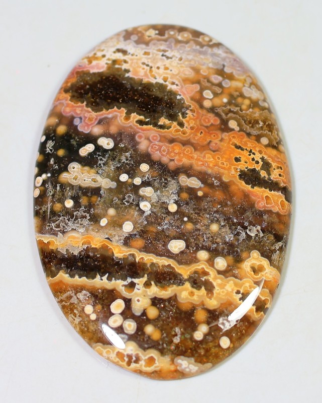 113 CT 6X42X59 mm NATURAL ORBICULAR OCEAN JASPER OVAL CABOCHON GEMSTONE CQ-38