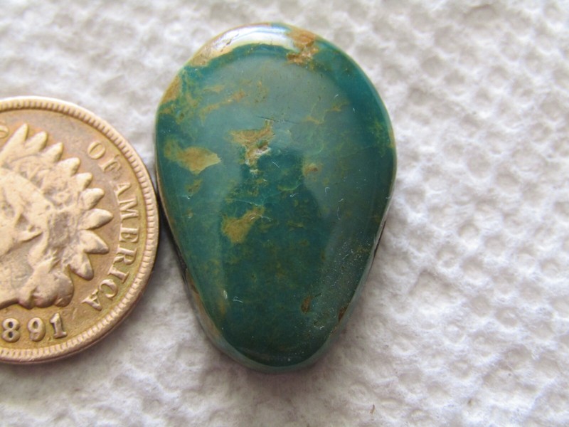 Turquoise Cabochon 17 carat Cab Unknown Origin Web Blue Green Boulder