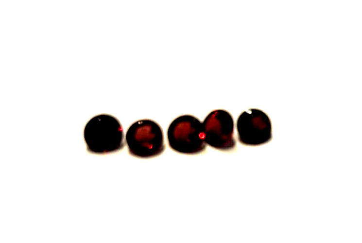 GENUINE LOT OF FIVE (5) 6 MM ROUND FACETED GARNETS BELOW WHOLESALE!!!