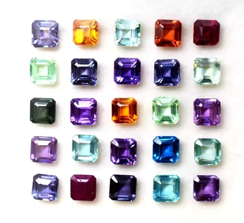 Natural 80 Ct Mix Color Sapphire Asscher Cut 7-8 Pcs Ceylon Loose Gemstone Lot gallery