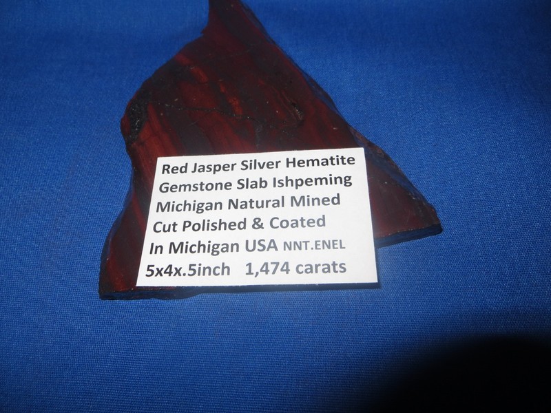 Banded Red Jasper Silver Hematite Brilliant Gemstone Slab Display 1,474 carats gallery