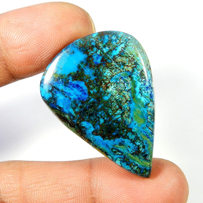 Natural Blue Green Shattuckite Cabochon Pear Shape Gemstone Loose 51 Cts ST-89 gallery
