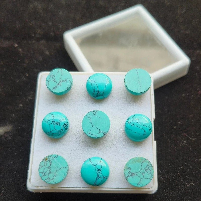 AAA+ Synthetic Top Quality Blue Turquoise Cabochon Round Shape Loose Gemstone gallery