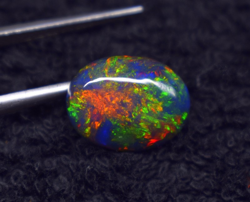 AAA++ Multi Fire Black Opal Cabochon Gemstone For Jewelry Making, Dragon Fire
