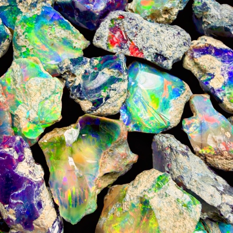 opal rough lot, Natural black dry raw opal cut grade 10 cts lot loose gemstone gallery