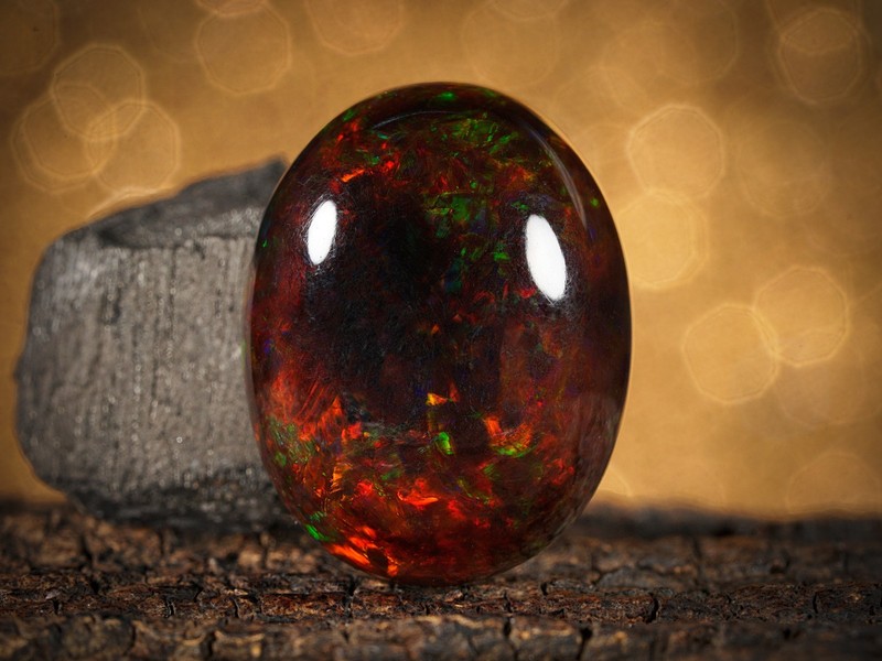 19.80 Carat Ethiopian Black Opal Cabochon 21x16x11 MM Oval Shape Welo Fire Opal