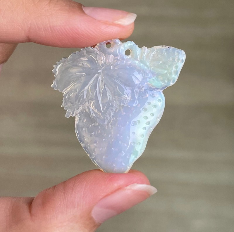 Opal Carving Strawberry Shape 19.26 ct Rare Gemstone 45mm x 33mm