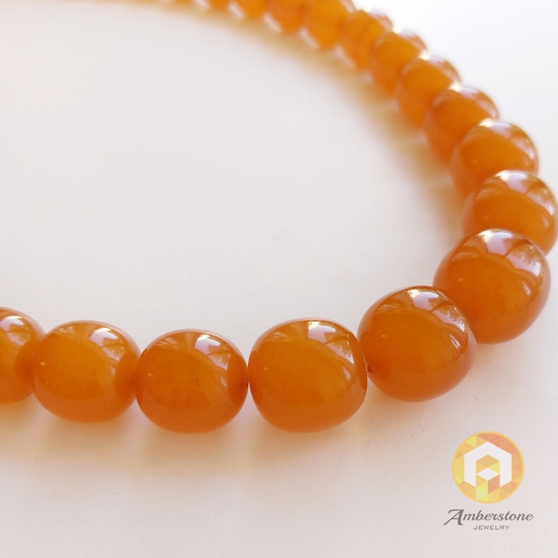 Old Vintage Baltic Amber Necklace, Orange Brown Color, Big Beads , 58 cm / 22.3 gallery
