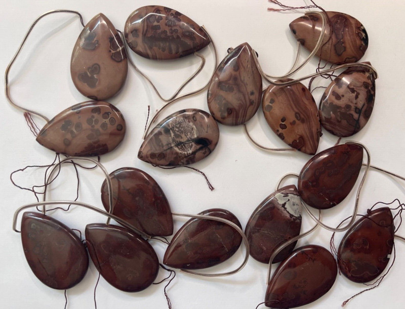 XTRA LARGE BROWN AGATE TEAR DROPS 55X35X9 MM BEAD SRAND 4 PCS BELOW WHOLESALE