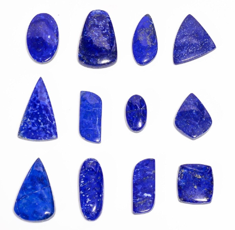 50 Cts WHOLESALE LOT Natural LAPIS LAZULI UNTREATED Cabochon Gemstone 2 Pcs Lot gallery