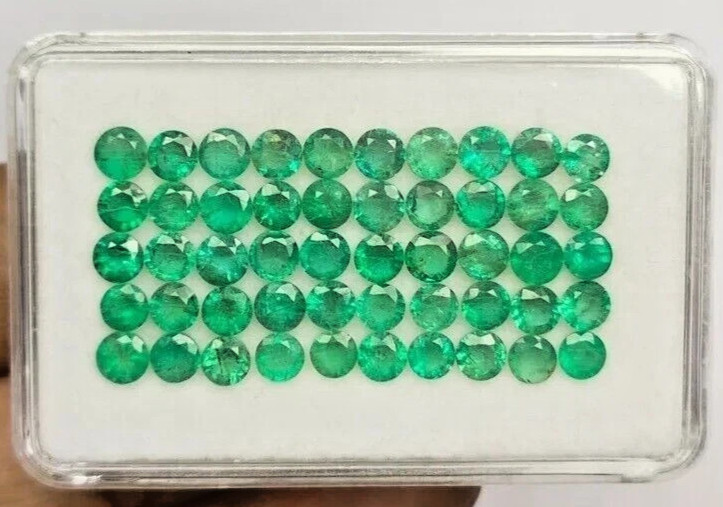 4 mm 150 Pcs Natural Colombian Green Emerald Round Loose Certified Gemstones LOT