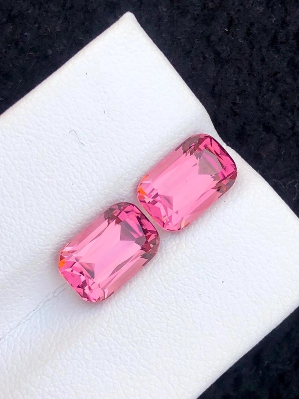20 Ct 1 Pair Certified Natural Paraiba Pink Tourmaline Loose Cushion Gemstone gallery