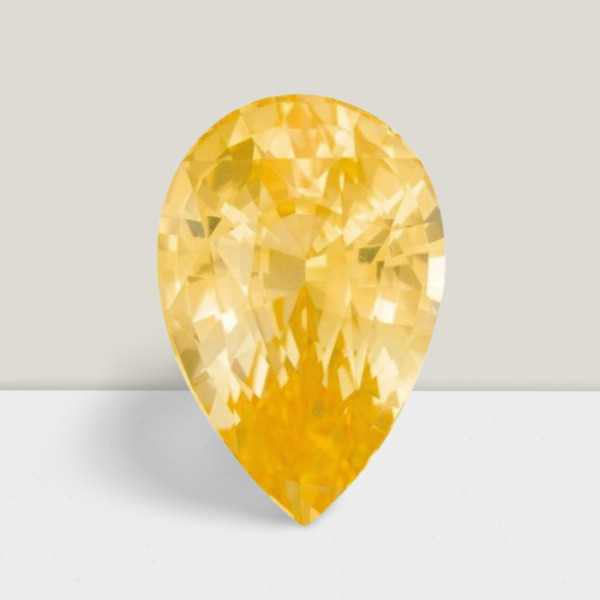 Yellow Sapphire Pear Cut Gemstone 4 Cts – 12×8 mm VVS Loose Gem #