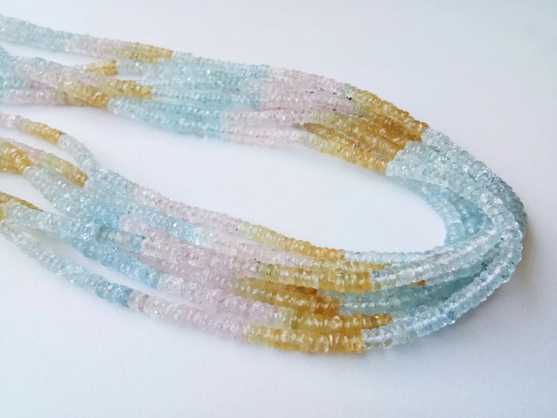 3.5-4.5mm Multi Aquamarine Beads, Aquamarine Faceted Spacer Beads, Aquamarine gallery