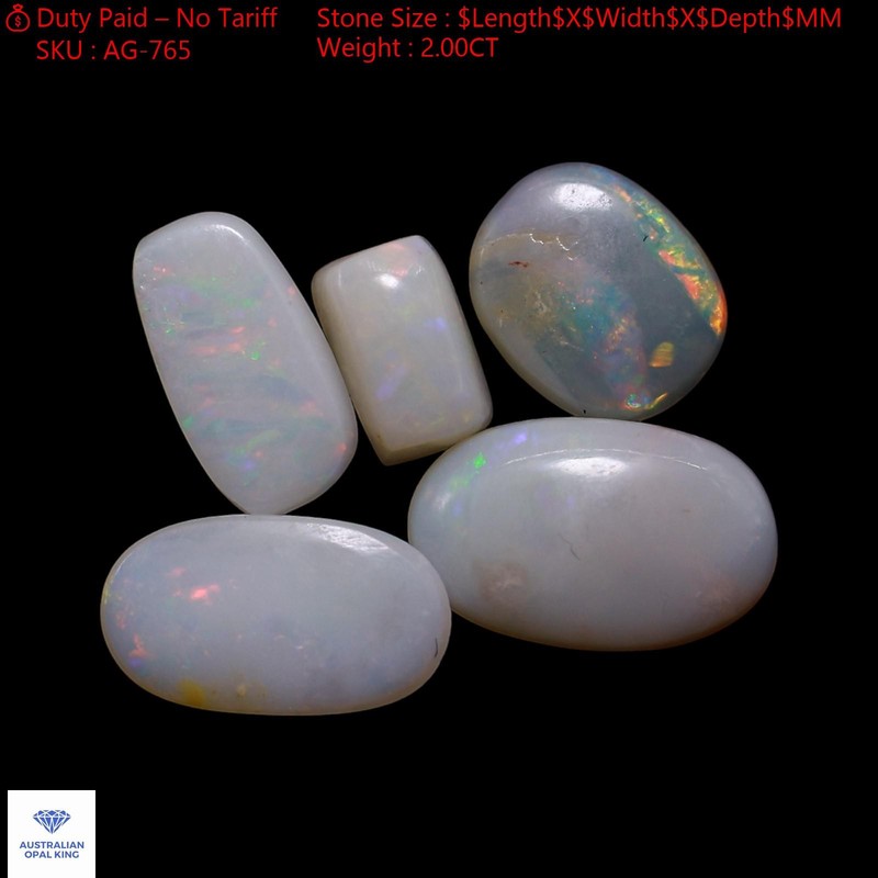 5 Pcs Lot Natural Fire Opal 2.00 Cts Designer Cabochon 3X5X2 TO 6X10X2 MM
