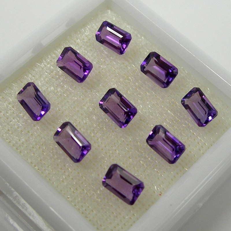 0.55ct Emerald Cut 6x4mm Bright Purple Natural Amethyst Loose Gemstone, Qty 1 gallery