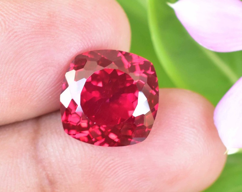 10.00Ct Natural Myanmar Red Spinel Certified Cushion Cut Flawless Loose Gemstone