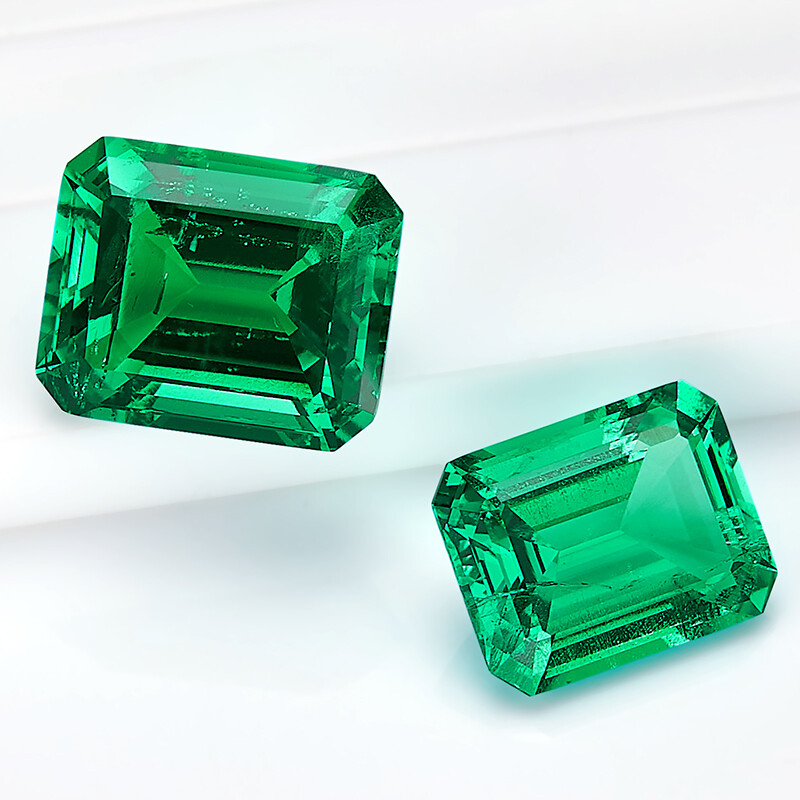 AGL Lab-Grown Colombian Emerald Emerald Cut Hand-Cut Ethical Gemstone Free Ship gallery